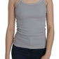 Elegant Sleeveless Light Gray Cotton Blouse - SEHABRANDS