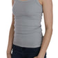 Elegant Sleeveless Light Gray Cotton Blouse - SEHABRANDS