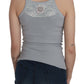 Elegant Sleeveless Light Gray Cotton Blouse - SEHABRANDS