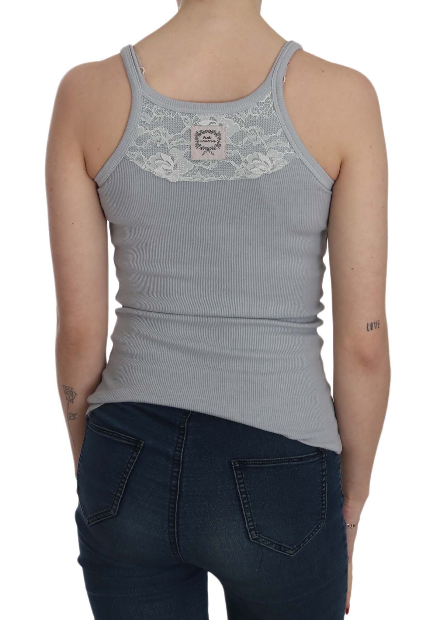 Elegant Sleeveless Light Gray Cotton Blouse - SEHABRANDS