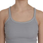 Elegant Sleeveless Light Gray Cotton Blouse - SEHABRANDS