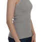 Elegant Sleeveless Grey Cotton Blouse - SEHABRANDS