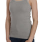 Elegant Sleeveless Grey Cotton Blouse - SEHABRANDS