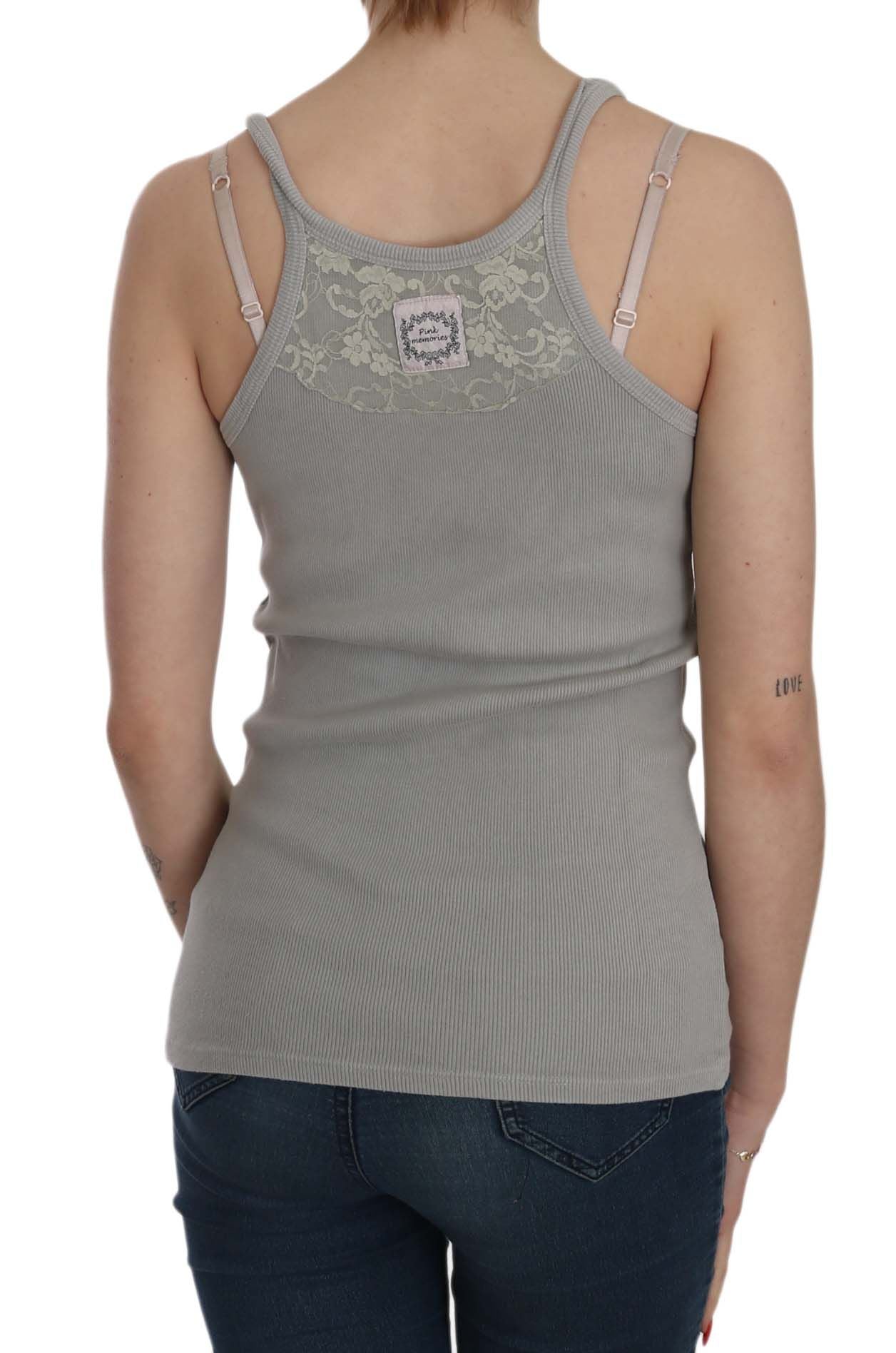 Elegant Sleeveless Grey Cotton Blouse - SEHABRANDS