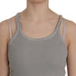 Elegant Sleeveless Grey Cotton Blouse - SEHABRANDS