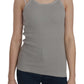 Elegant Sleeveless Grey Cotton Blouse - SEHABRANDS