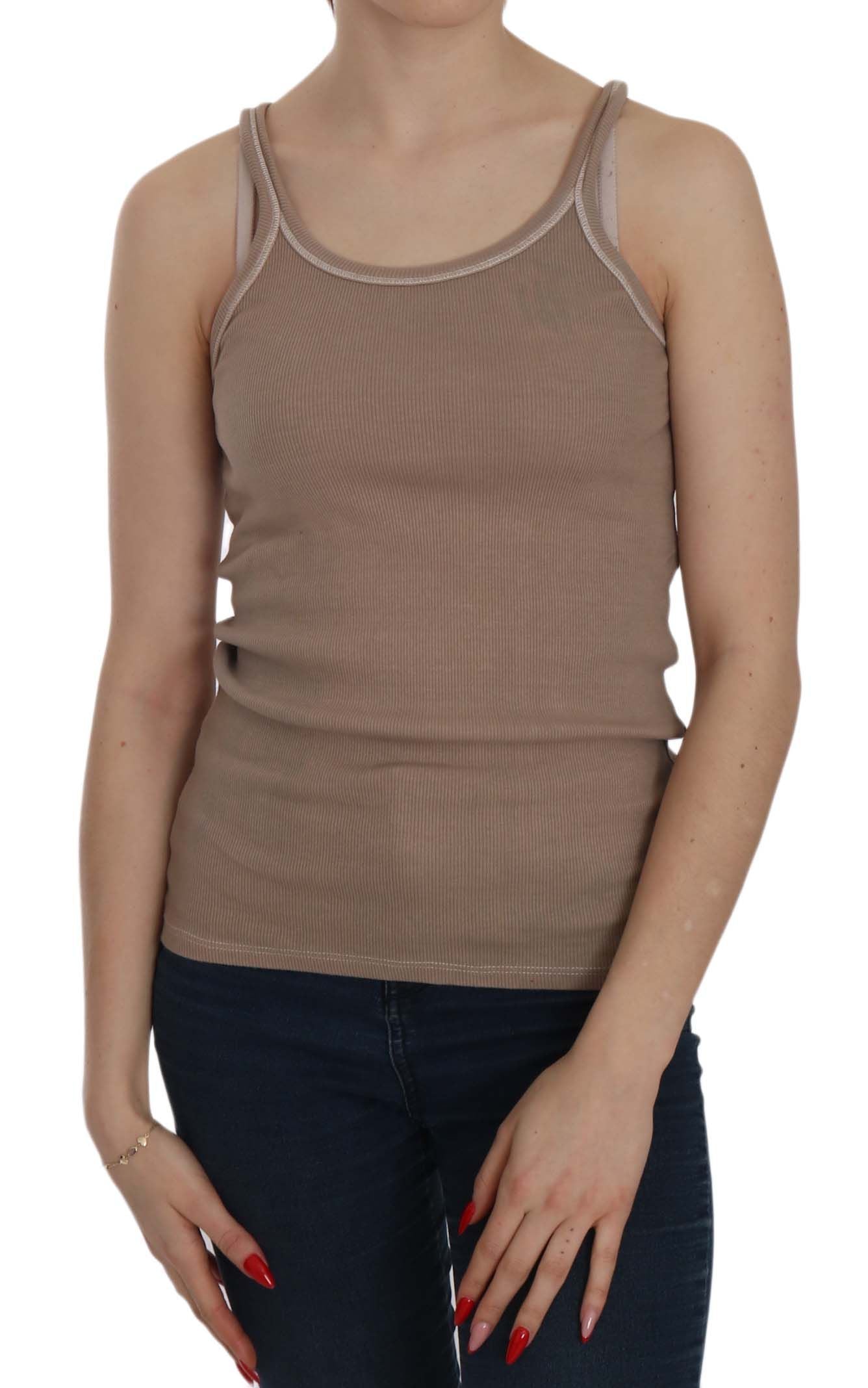 Chic Brown Sleeveless Spaghetti Strap Top - SEHABRANDS