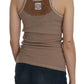 Chic Brown Sleeveless Spaghetti Strap Top - SEHABRANDS