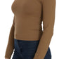 Elegant Brown Fitted Blouse for Sophisticated Evenings - SEHABRANDS