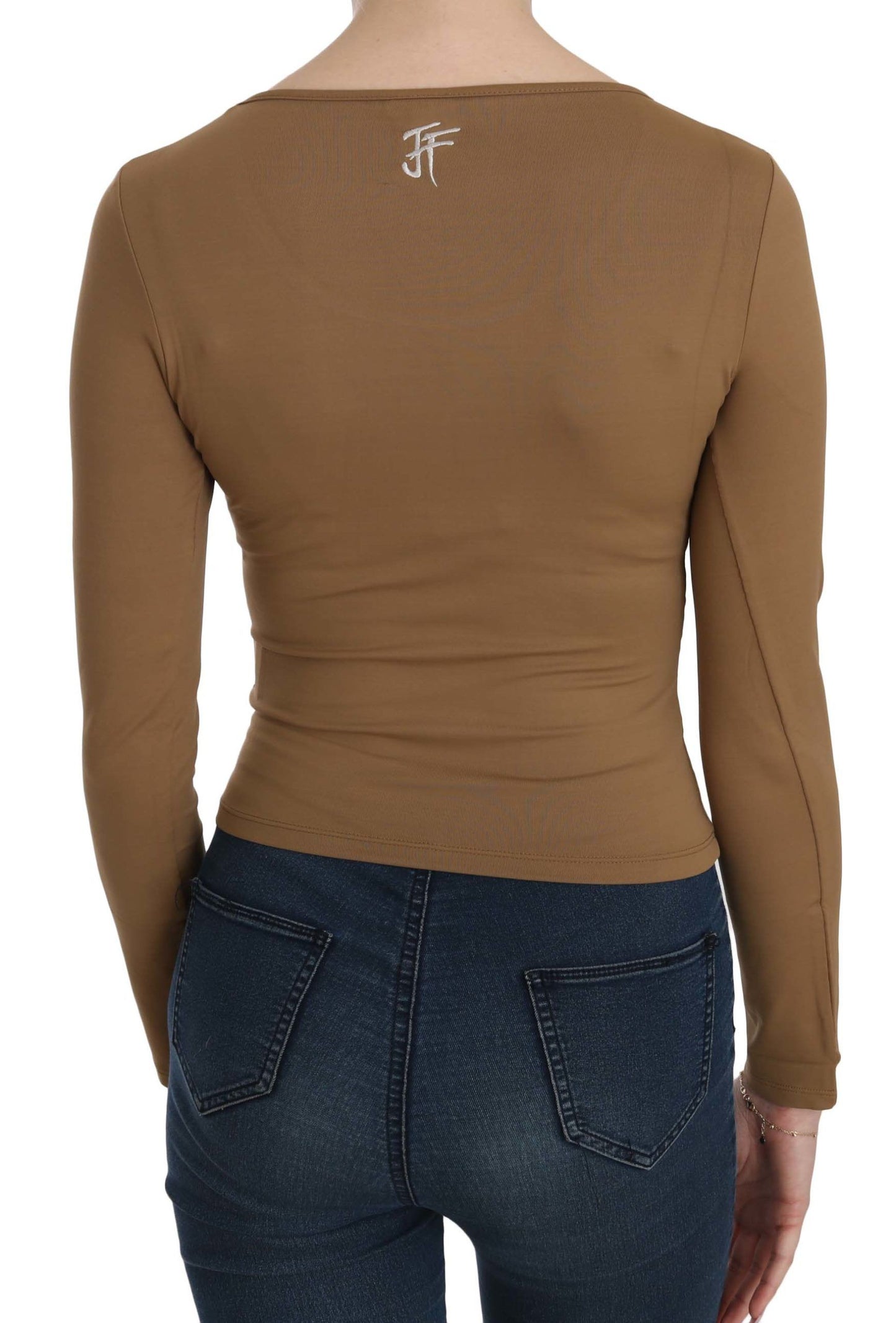 Elegant Brown Fitted Blouse for Sophisticated Evenings - SEHABRANDS