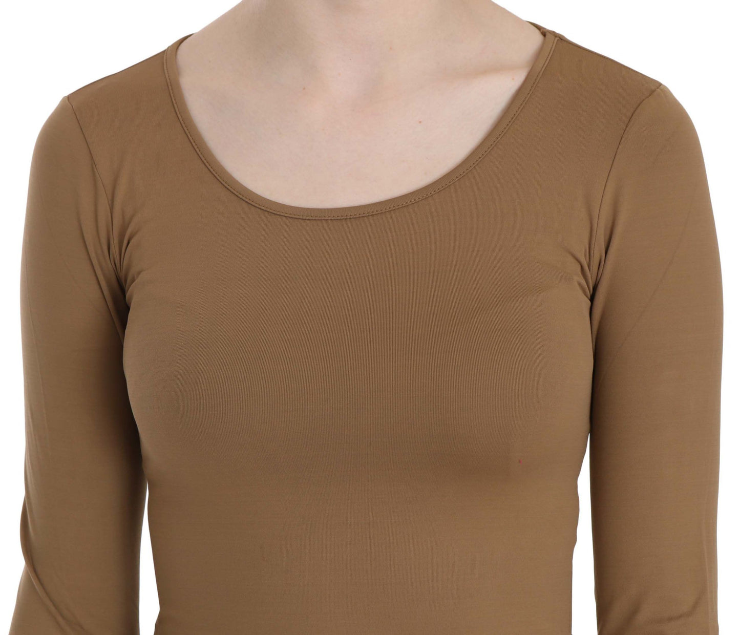 Elegant Brown Fitted Blouse for Sophisticated Evenings - SEHABRANDS