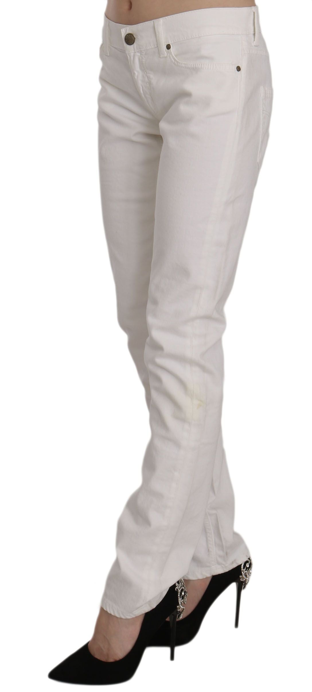 Chic White Skinny Cotton Blend Pants - SEHABRANDS