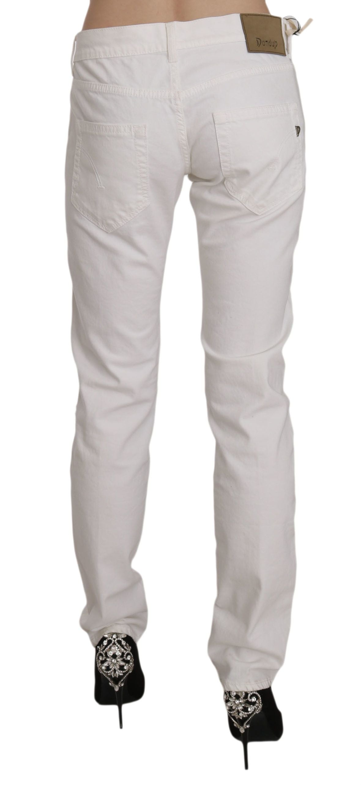 Chic White Skinny Cotton Blend Pants - SEHABRANDS