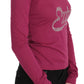 Elegant Pink Crystal Embellished Long Sleeve Top - SEHABRANDS