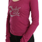 Elegant Pink Crystal Embellished Long Sleeve Top - SEHABRANDS