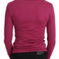 Elegant Pink Crystal Embellished Long Sleeve Top - SEHABRANDS