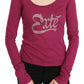 Elegant Pink Crystal Embellished Long Sleeve Top - SEHABRANDS