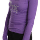 Elegant Purple Crystal Embellished Long Sleeve Top - SEHABRANDS