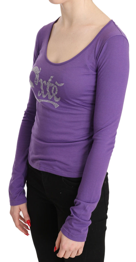 Elegant Purple Crystal Embellished Long Sleeve Top - SEHABRANDS