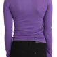 Elegant Purple Crystal Embellished Long Sleeve Top - SEHABRANDS