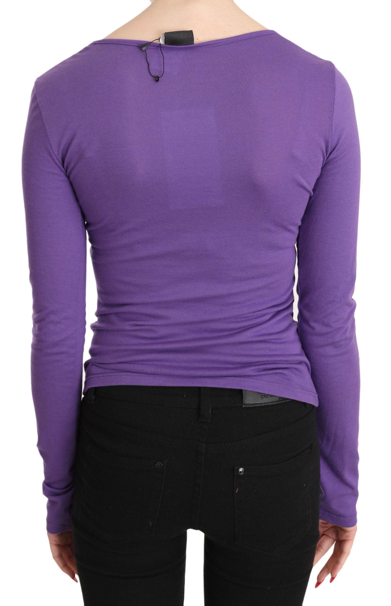 Elegant Purple Crystal Embellished Long Sleeve Top - SEHABRANDS