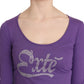 Elegant Purple Crystal Embellished Long Sleeve Top - SEHABRANDS