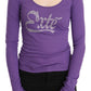 Elegant Purple Crystal Embellished Long Sleeve Top - SEHABRANDS