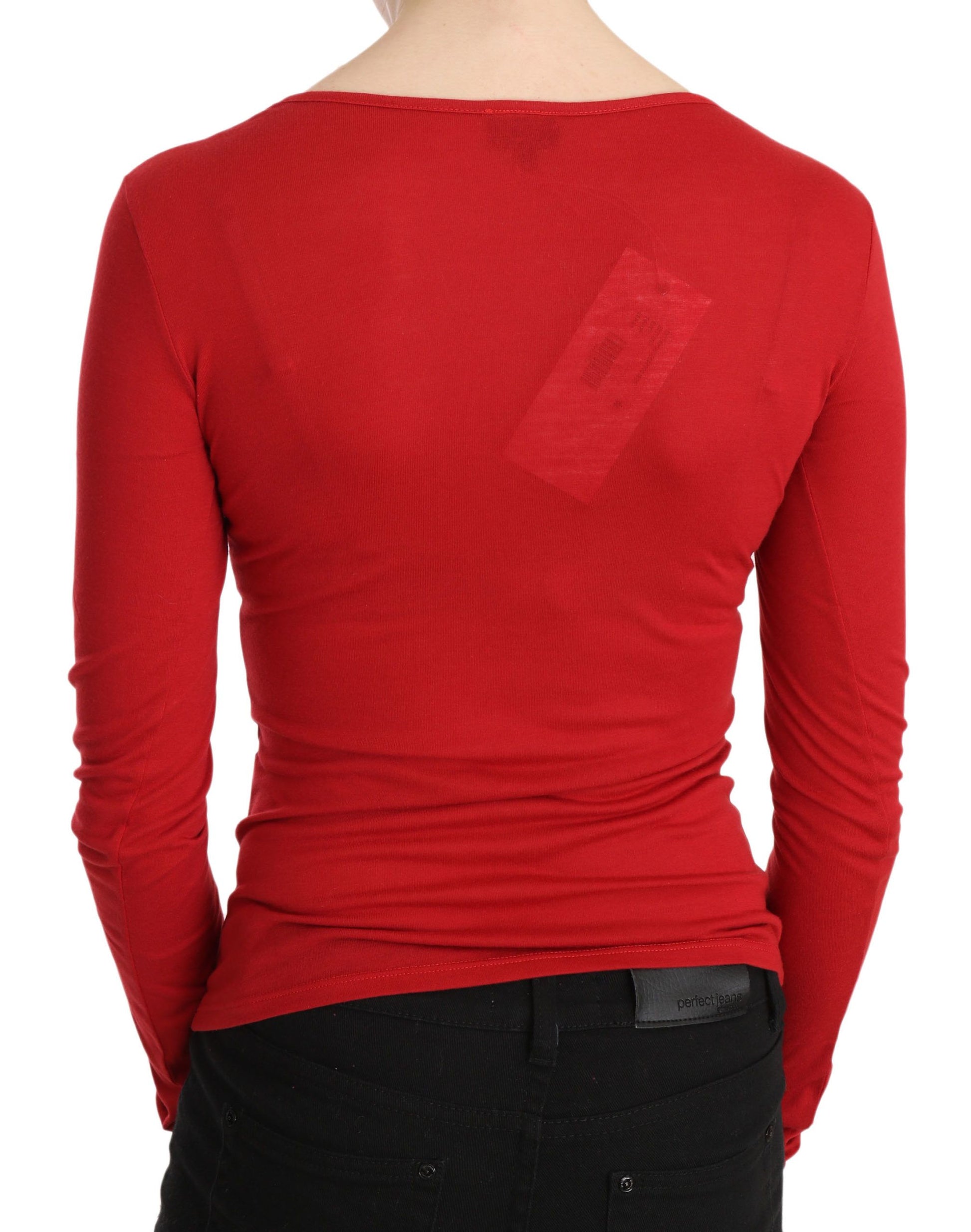 Red Crystal Embellished Long Sleeve Top - SEHABRANDS