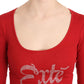 Red Crystal Embellished Long Sleeve Top - SEHABRANDS