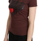 Chic Brown Hearts Printed Short Sleeve Top - SEHABRANDS