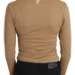 Elegant Brown Long Sleeve Cropped Top - SEHABRANDS