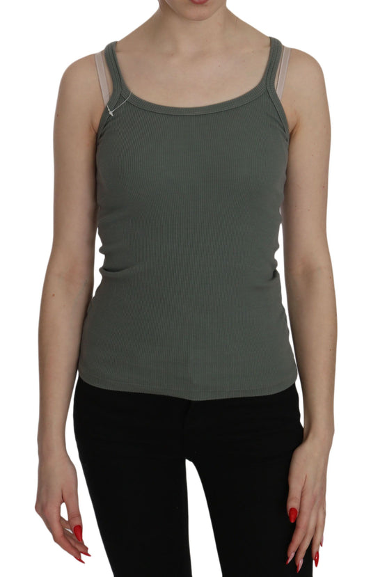 Chic Green Spaghetti Strap Casual Tank Top - SEHABRANDS