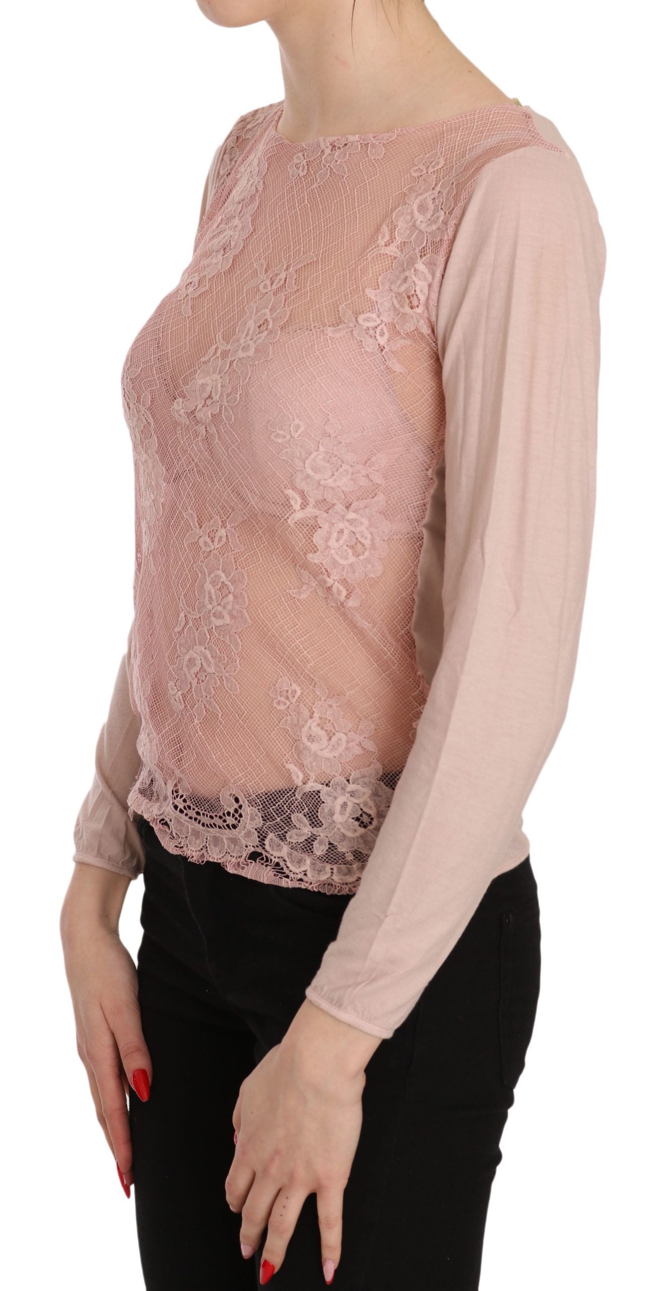 Chic Pink See-Through Cotton Blouse - SEHABRANDS