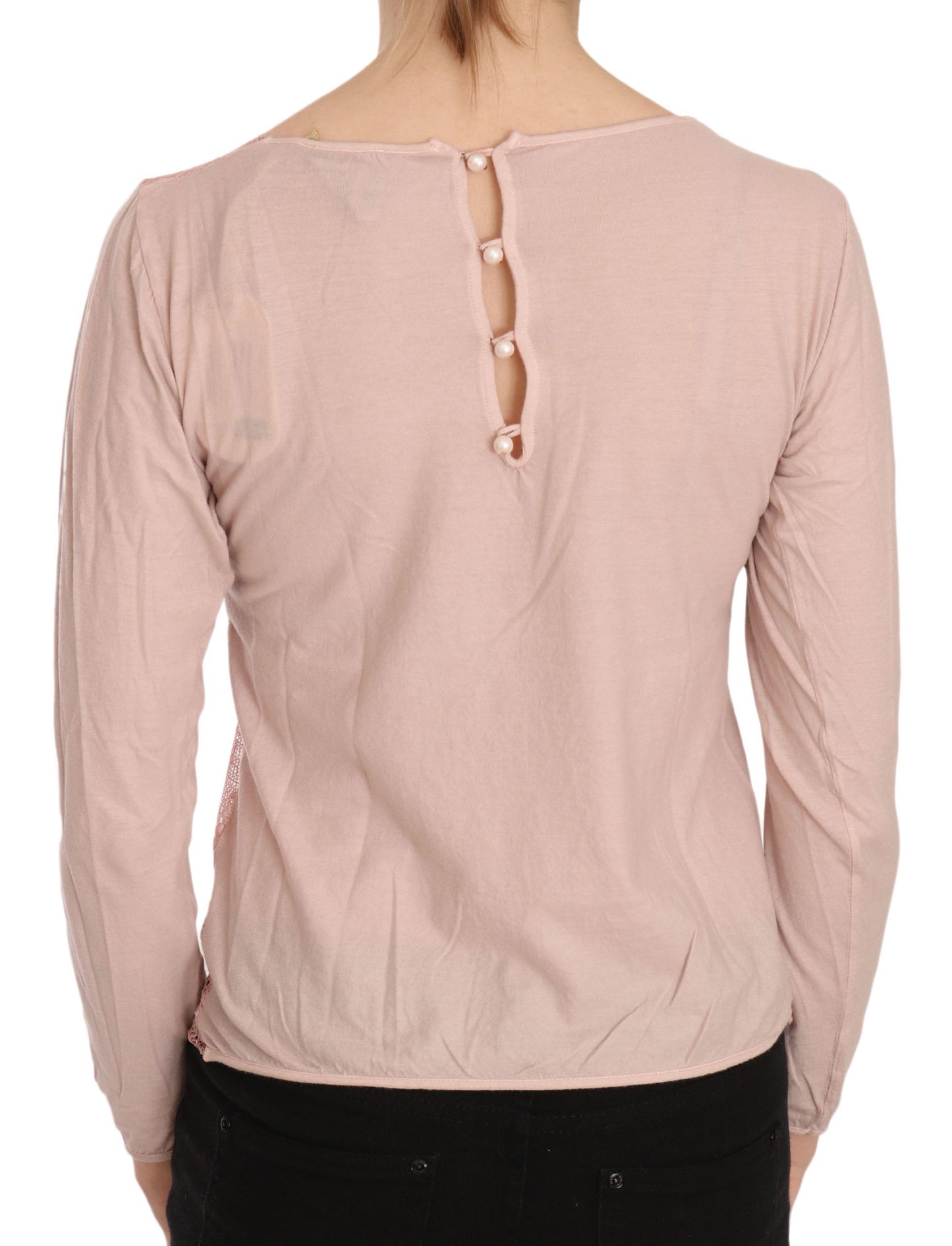 Chic Pink See-Through Cotton Blouse - SEHABRANDS