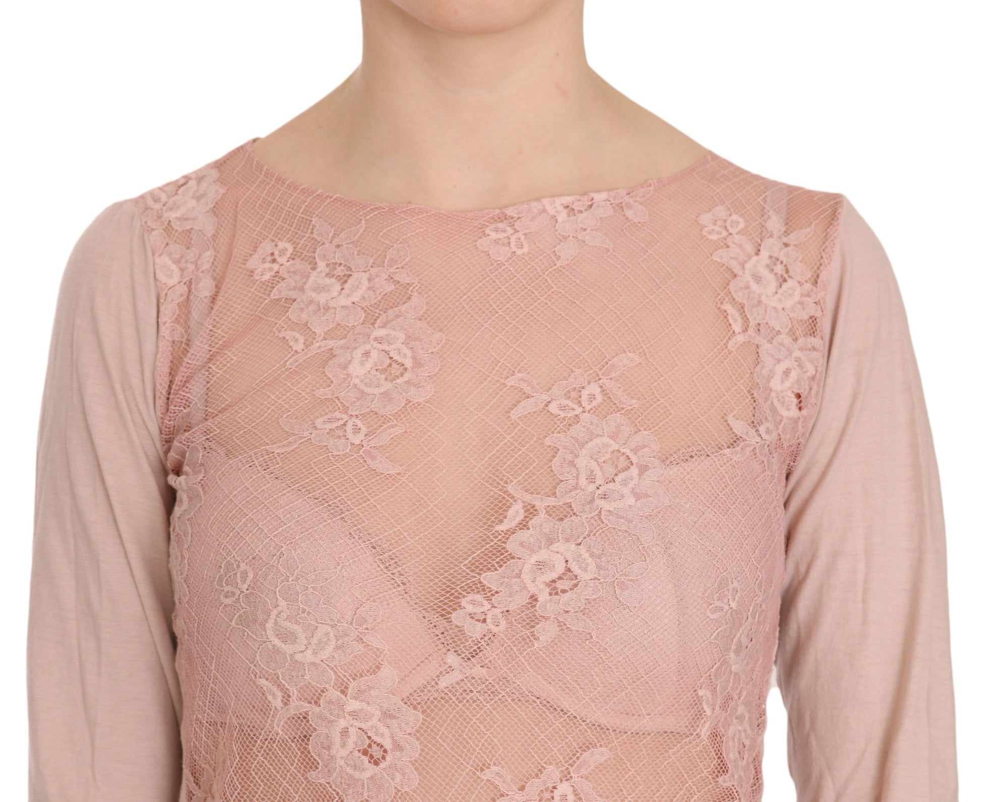 Chic Pink See-Through Cotton Blouse - SEHABRANDS