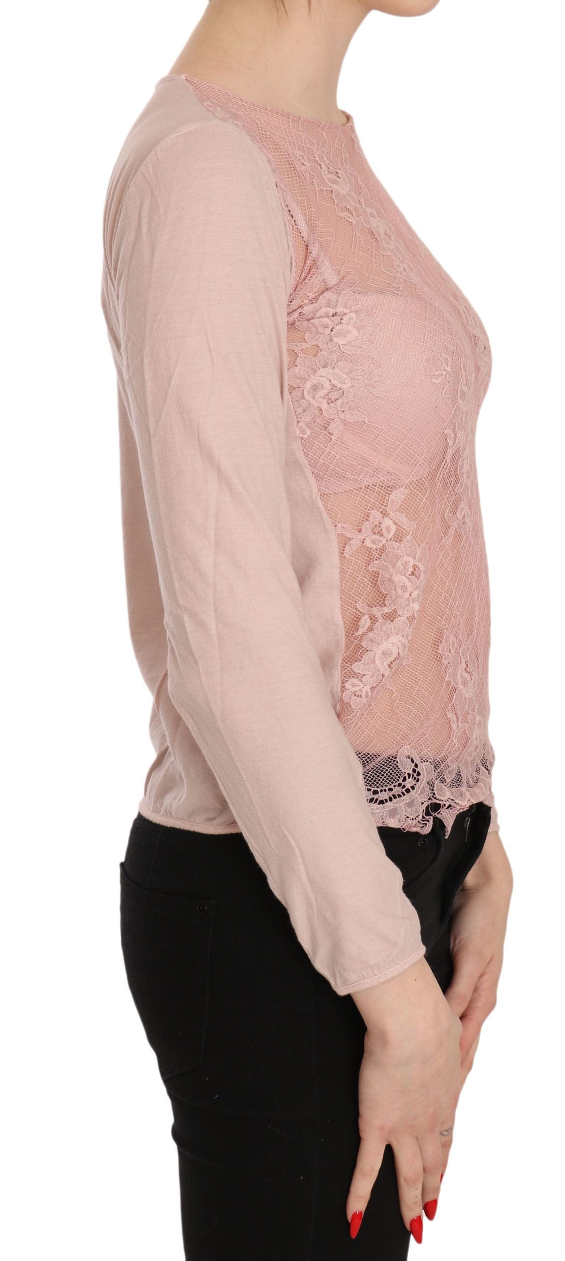 Chic Pink See-Through Cotton Blouse - SEHABRANDS