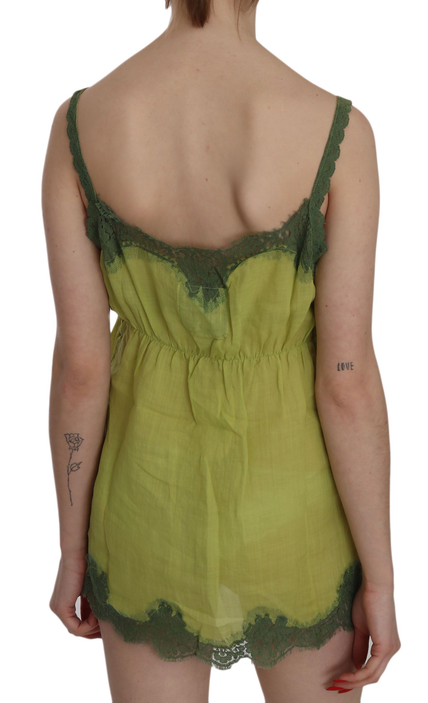 Elegant Green Lace Linen Tank Top - SEHABRANDS