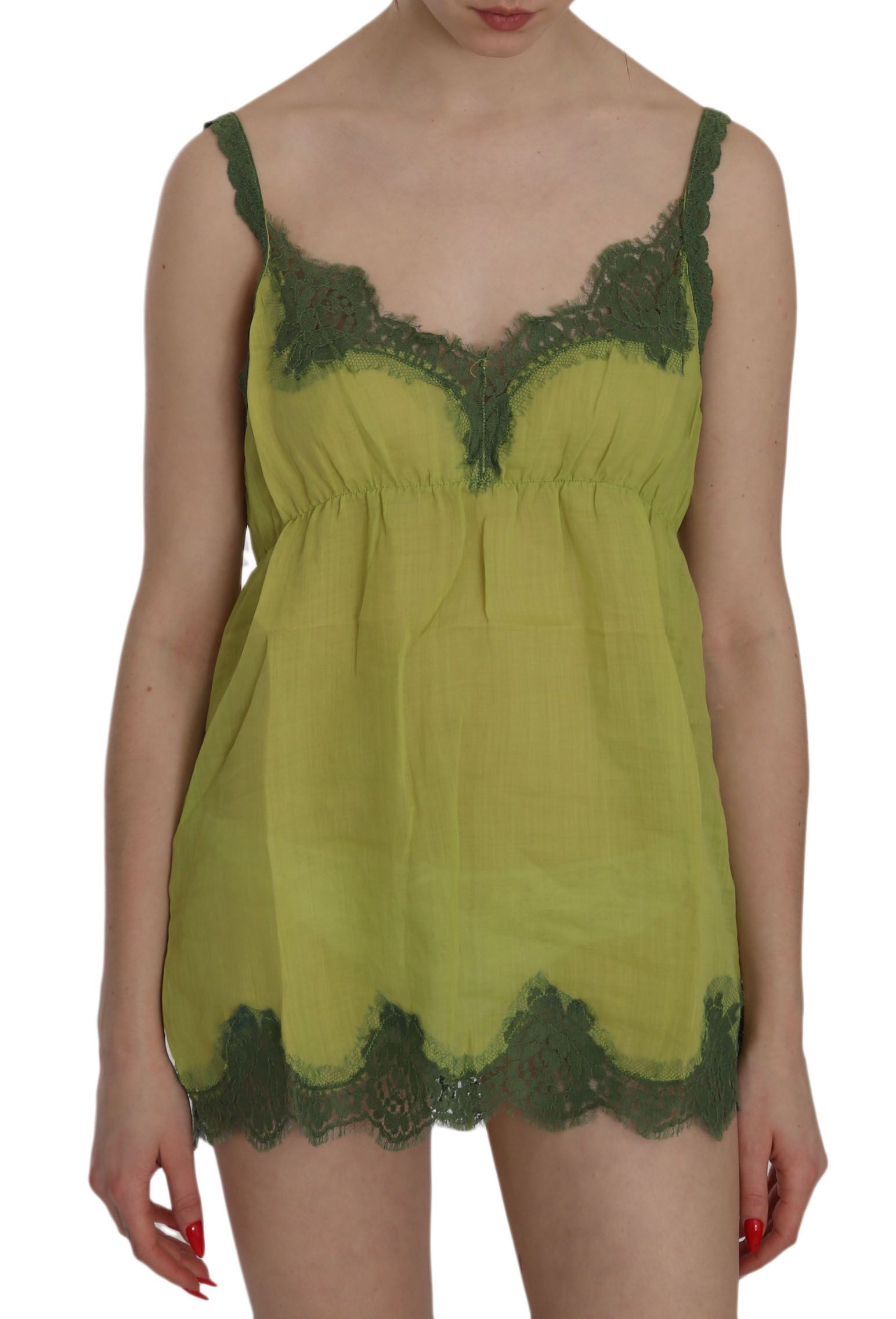 Elegant Green Lace Linen Tank Top - SEHABRANDS