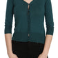 Chic Blue Green Cotton Cardigan Top - SEHABRANDS