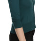 Chic Blue Green Cotton Cardigan Top - SEHABRANDS