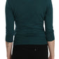 Chic Blue Green Cotton Cardigan Top - SEHABRANDS