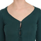 Chic Blue Green Cotton Cardigan Top - SEHABRANDS