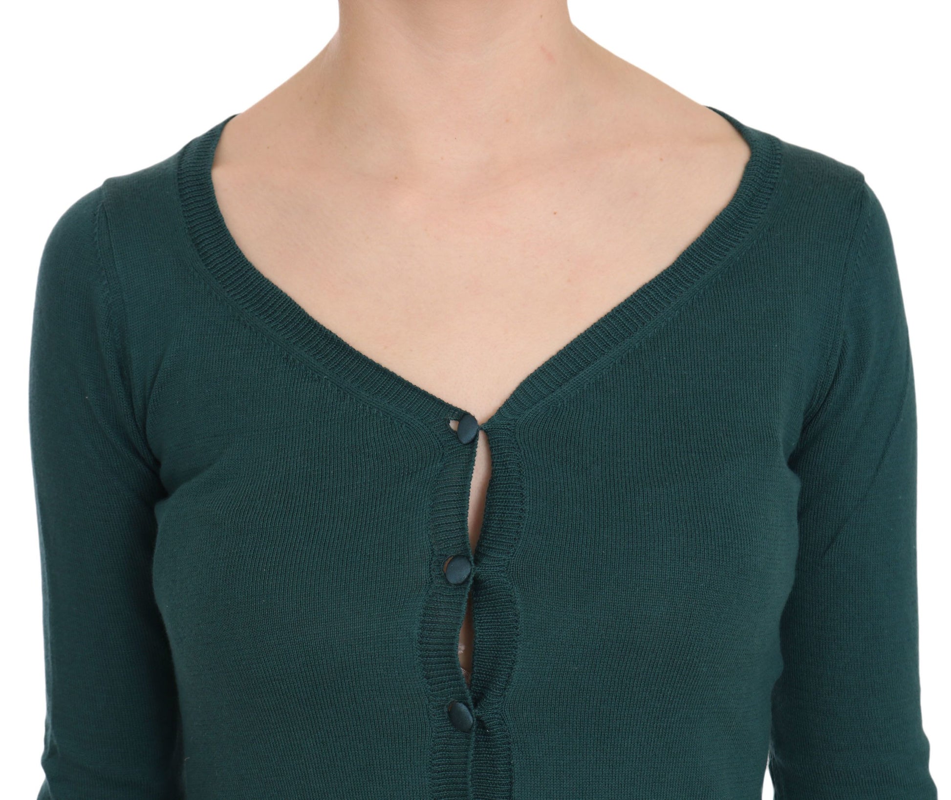 Chic Blue Green Cotton Cardigan Top - SEHABRANDS