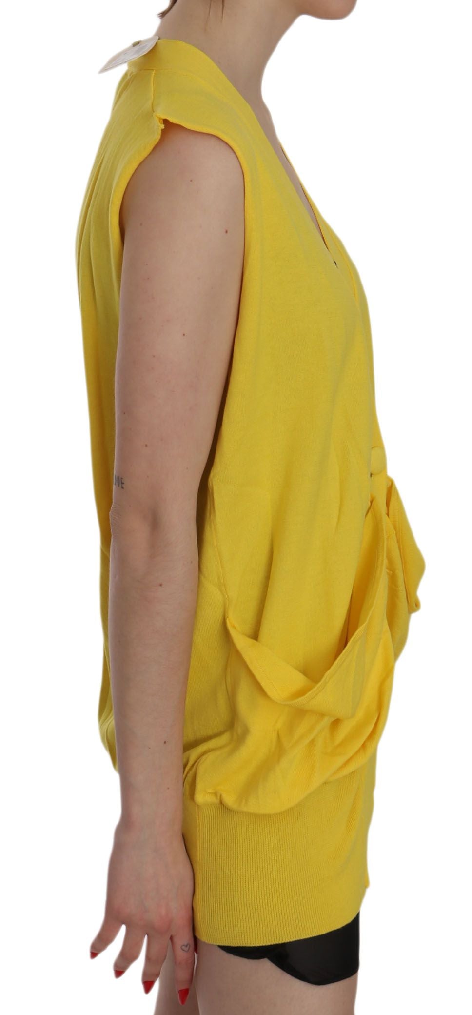 Elegant Yellow Sleeveless Cotton Vest - SEHABRANDS