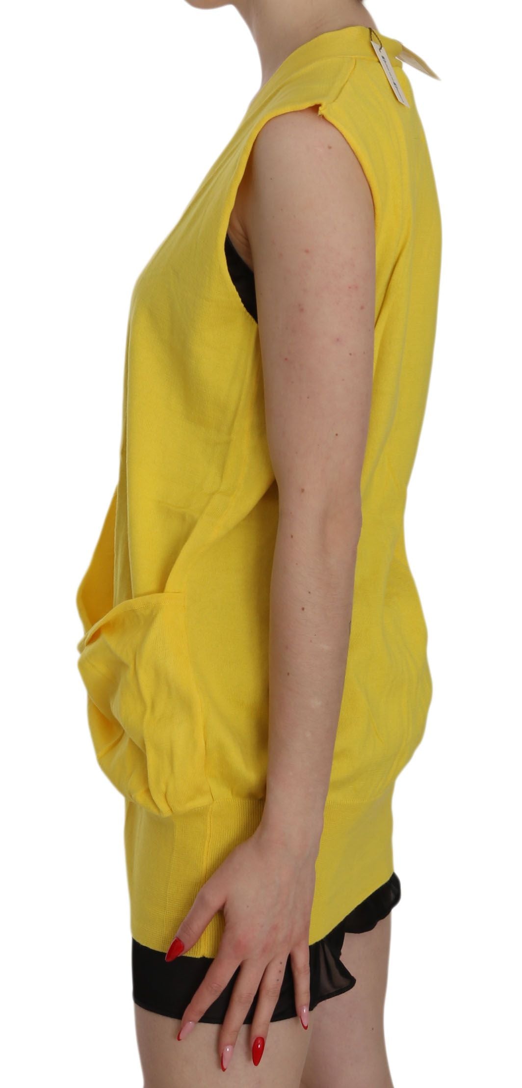 Elegant Yellow Sleeveless Cotton Vest - SEHABRANDS