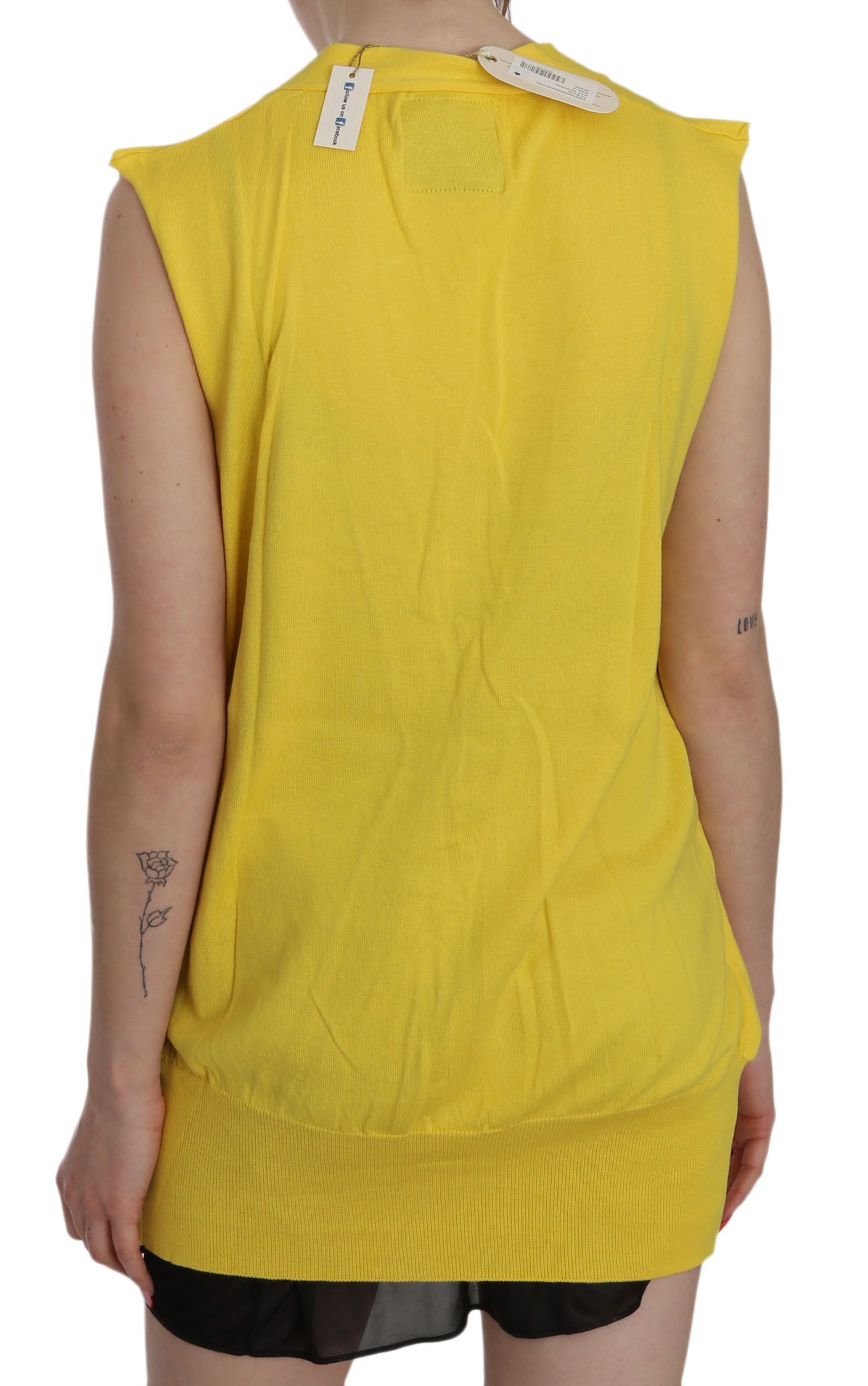 Elegant Yellow Sleeveless Cotton Vest - SEHABRANDS