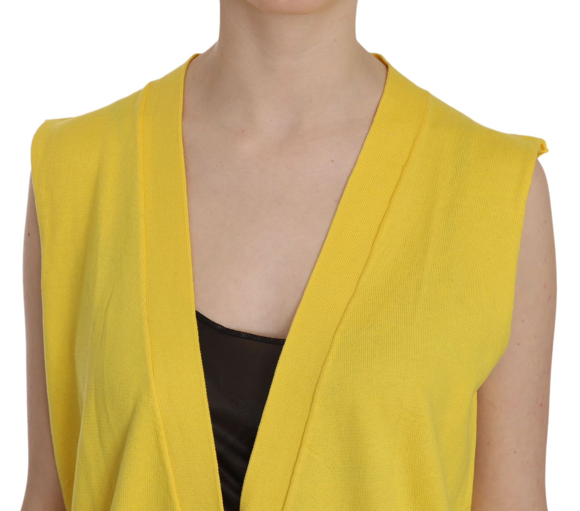 Elegant Yellow Sleeveless Cotton Vest - SEHABRANDS