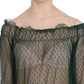 Elegant Green Mesh Long Sleeve Top - SEHABRANDS