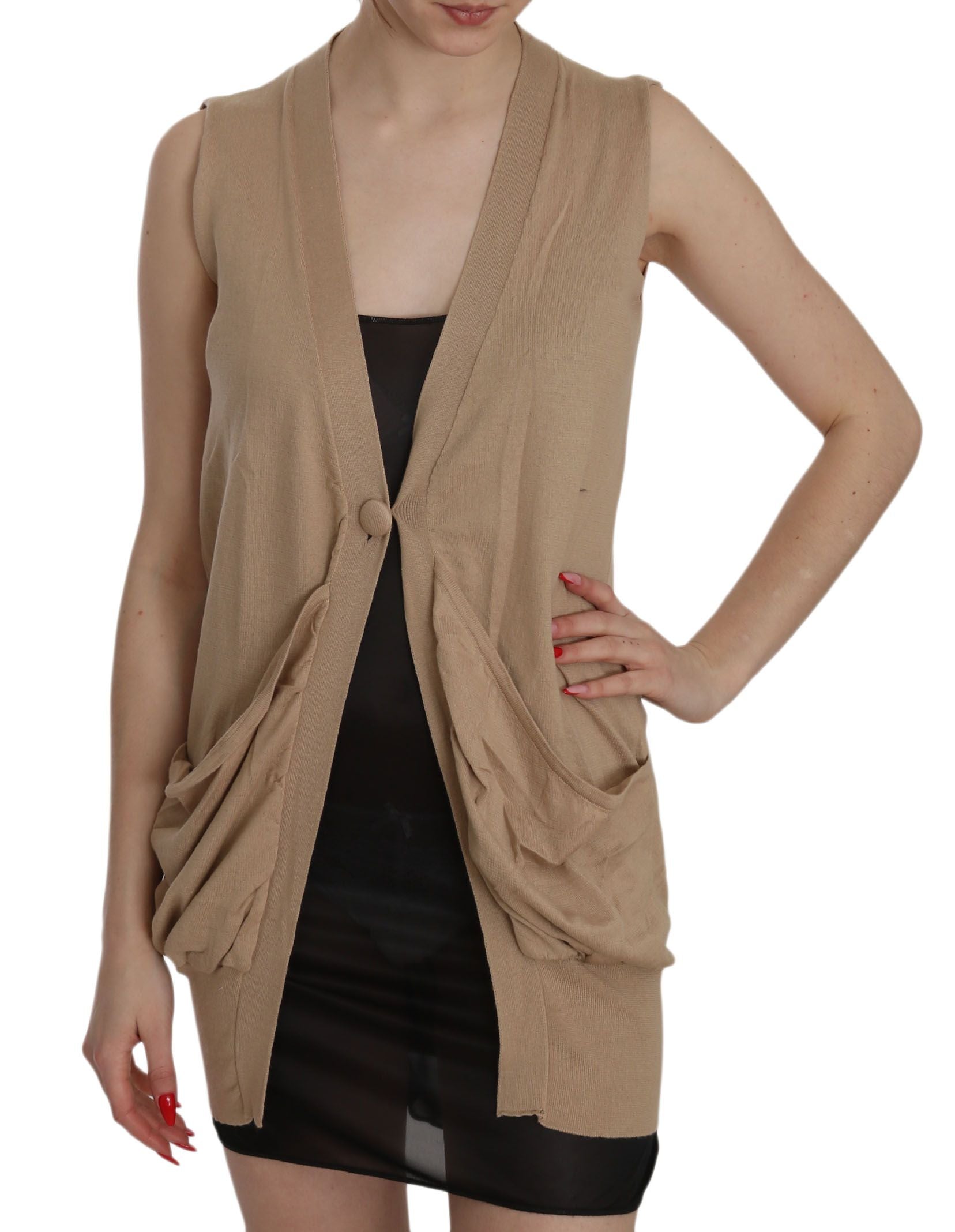 Elegant Sleeveless Cotton Cardigan Top - SEHABRANDS