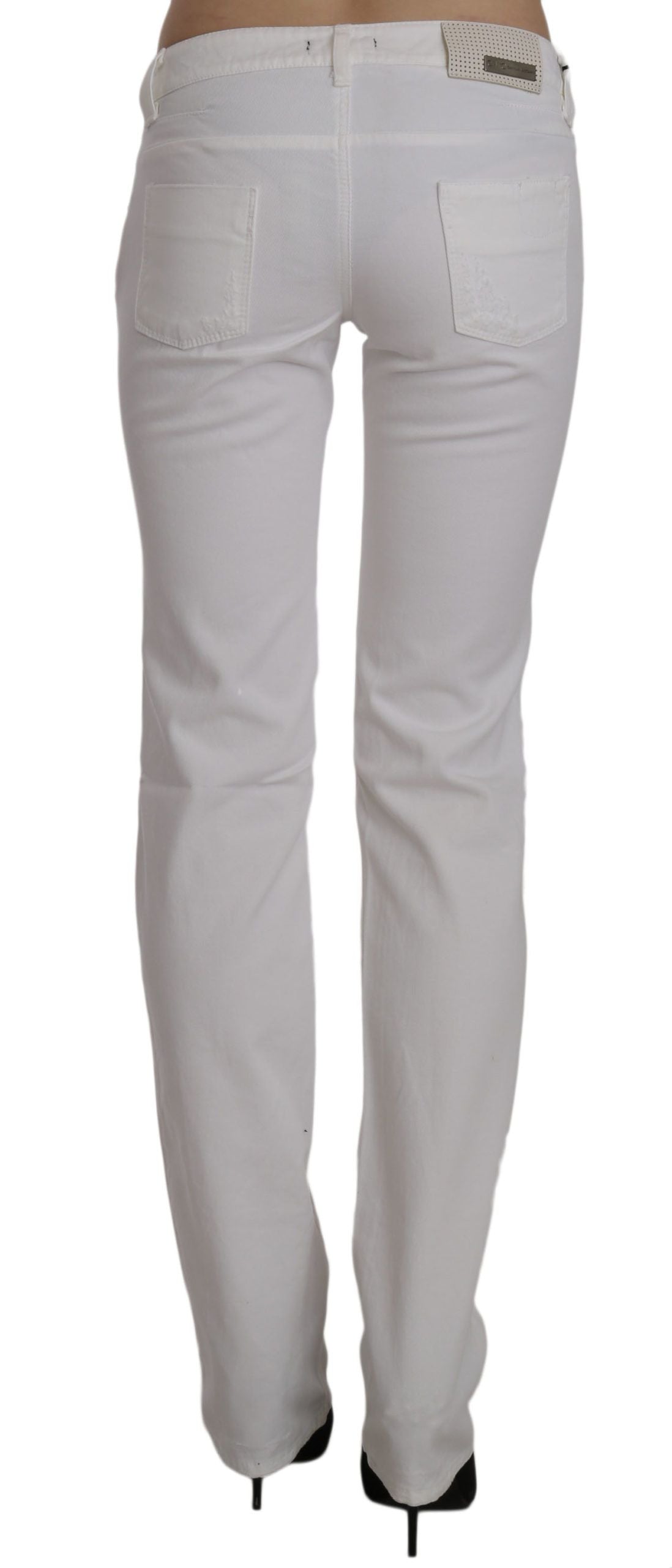 Chic White Slim Fit Cotton Jeans - SEHABRANDS